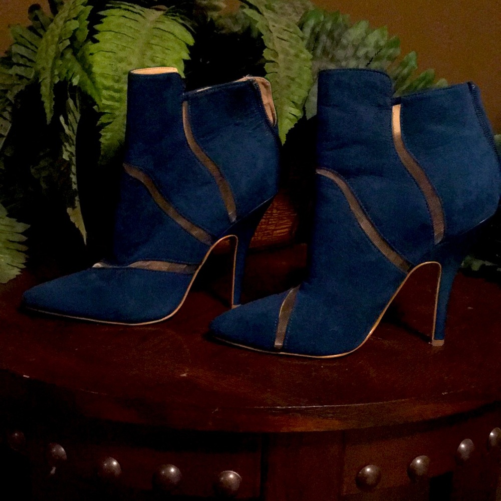 Sexy Aqua Blue Mesh Pointed Toe Bootie